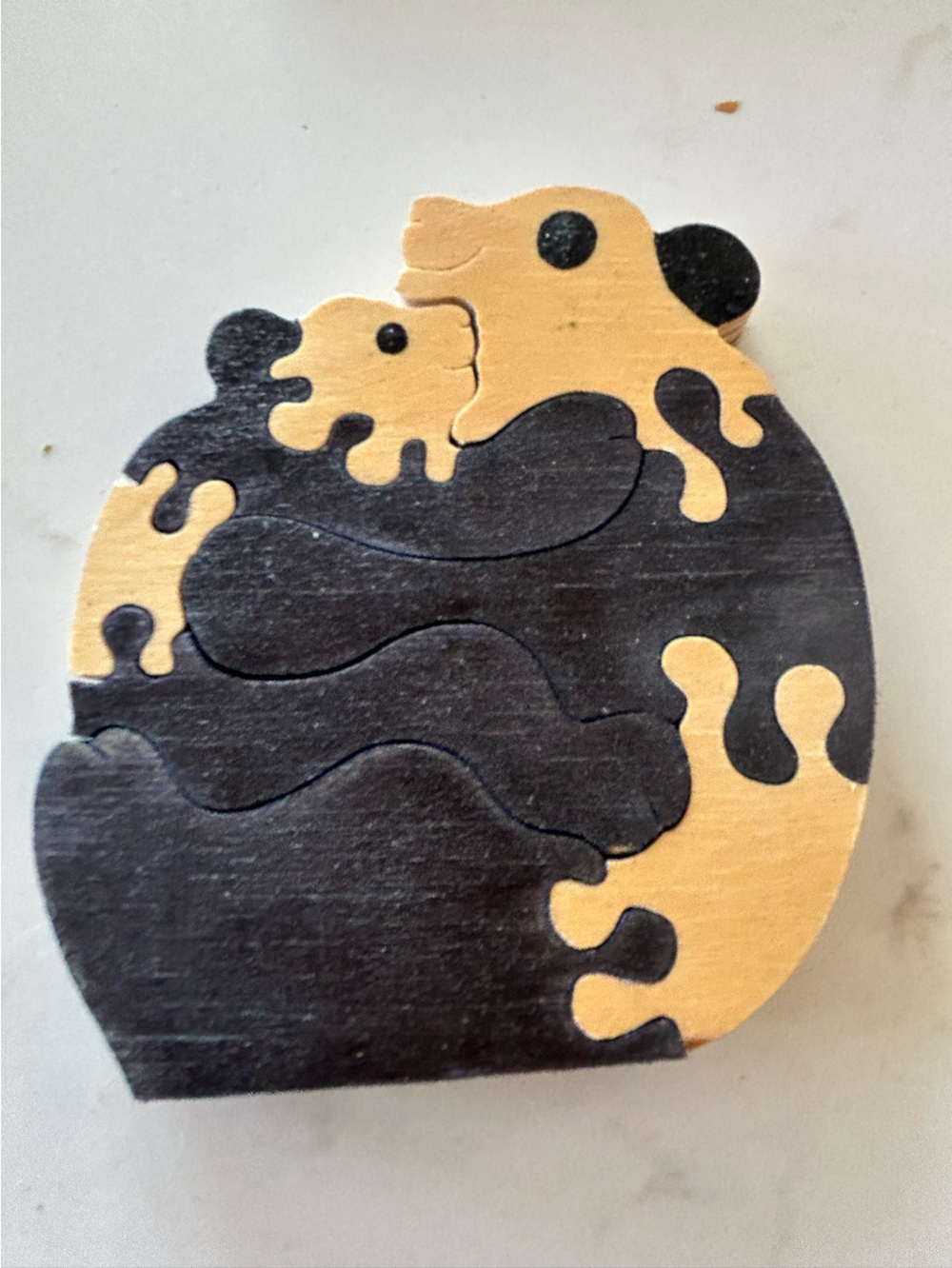 Vintage Wooden Panda Puzzle by British artisan Carol Leith - Picture 2 of 5